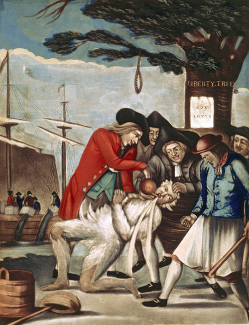 Philip_Dawe The_Bostonians_Paying_the_Excise-man,_or_Tarring_and_Feathering_(1774)